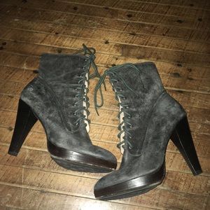 Frye Charcoal Lace-Up Heeled Boots